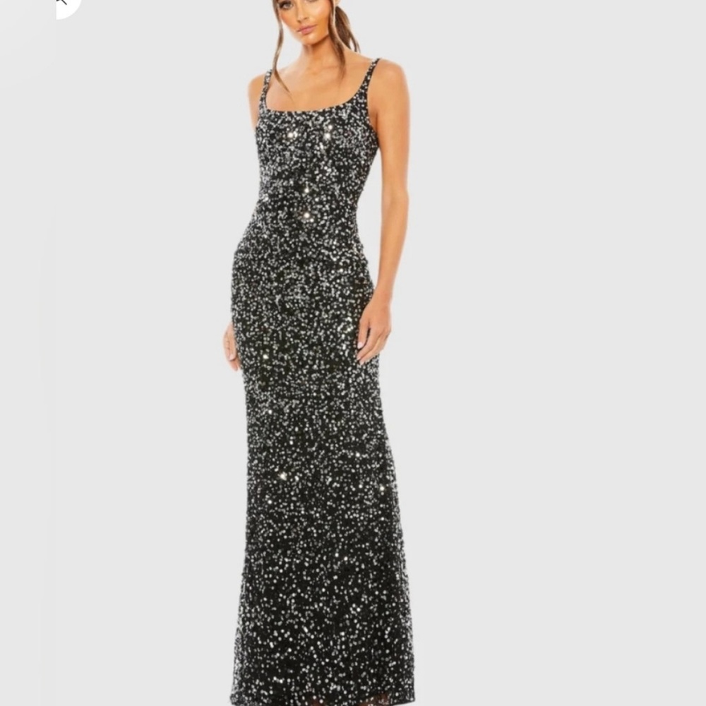 Mac Duggal Black and Silver Sequin Gown